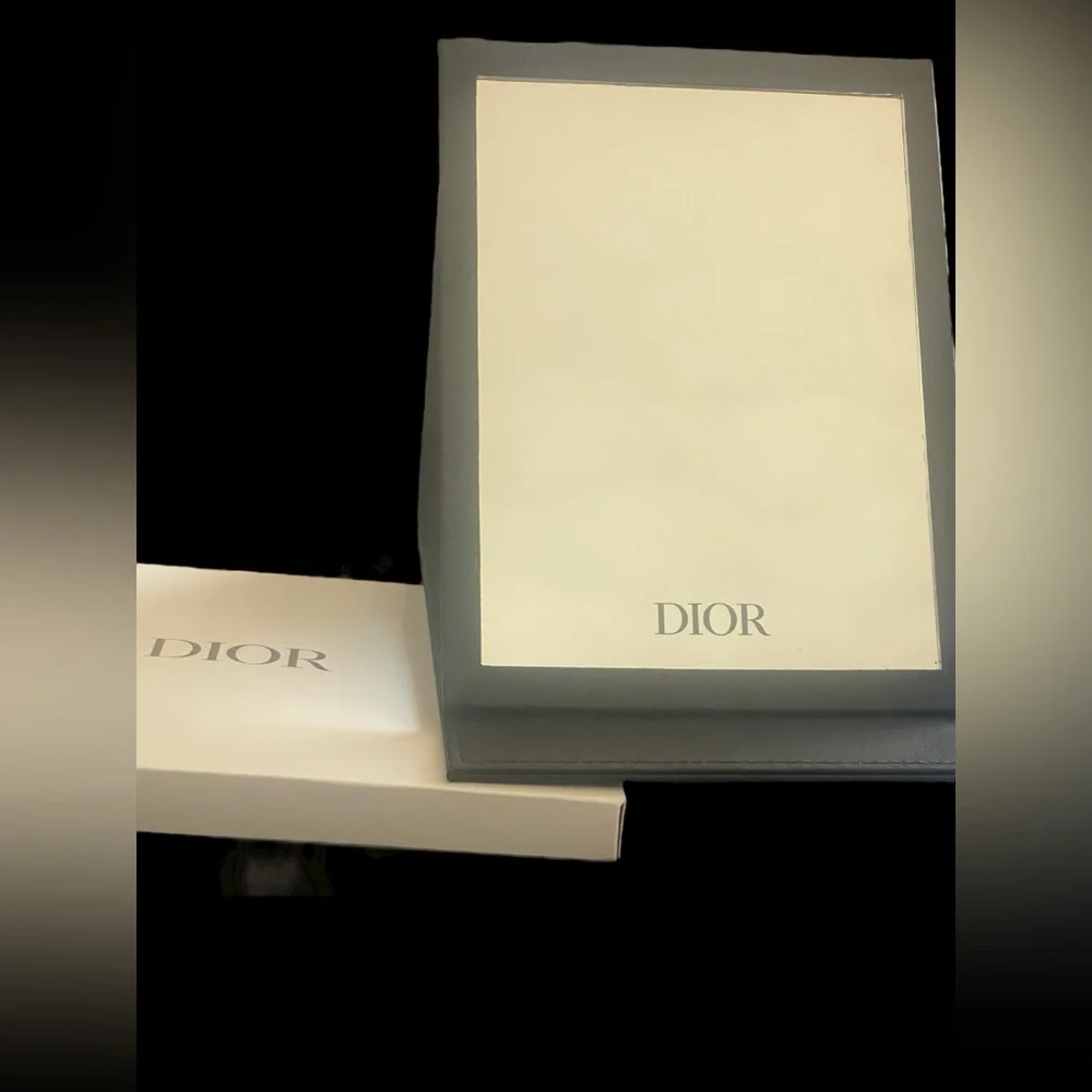 NEW w/Box Dior VIP Black Vegan Leather 7” x 5” Vanity Mirror. For Home or Travel - Picture 3 of 8